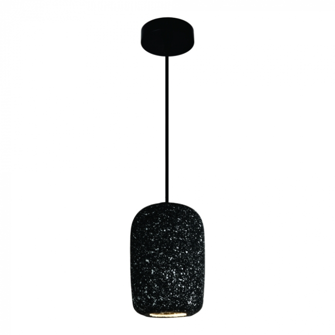 Pendente Sindora 1L E27 Metal e Concreto Preto com Pedra Ø90x160mm DCD02615