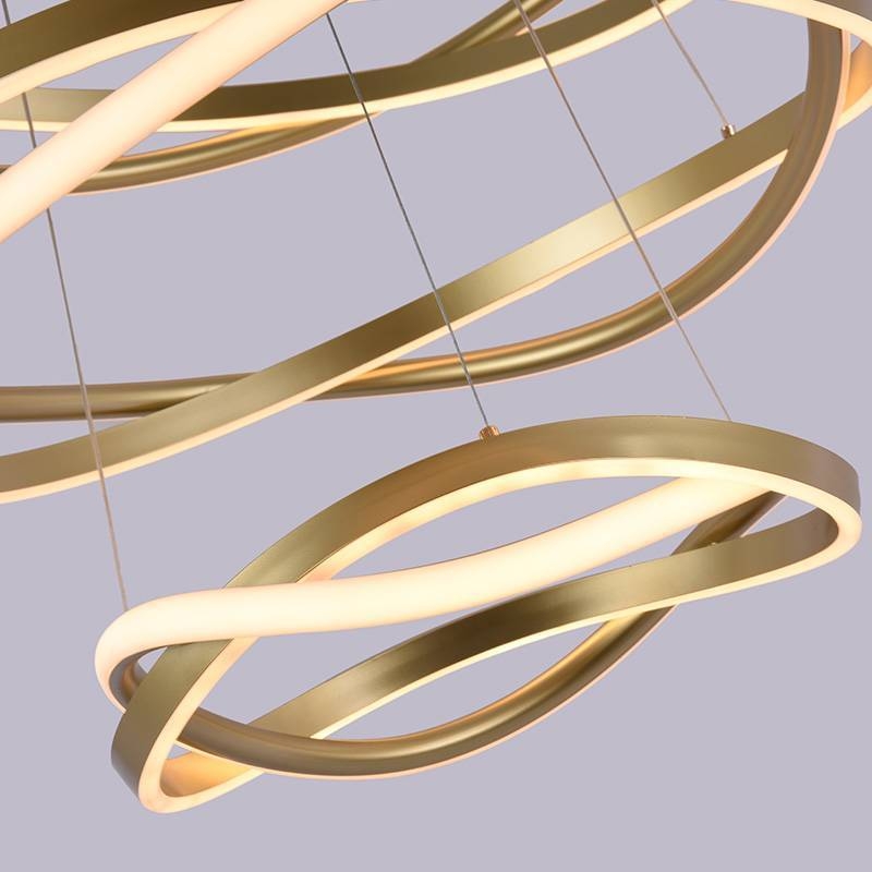 Pendente Nordecor Euni Odi 173 watts 3000K Dourado Fosco Ø400/600/800mm 2880