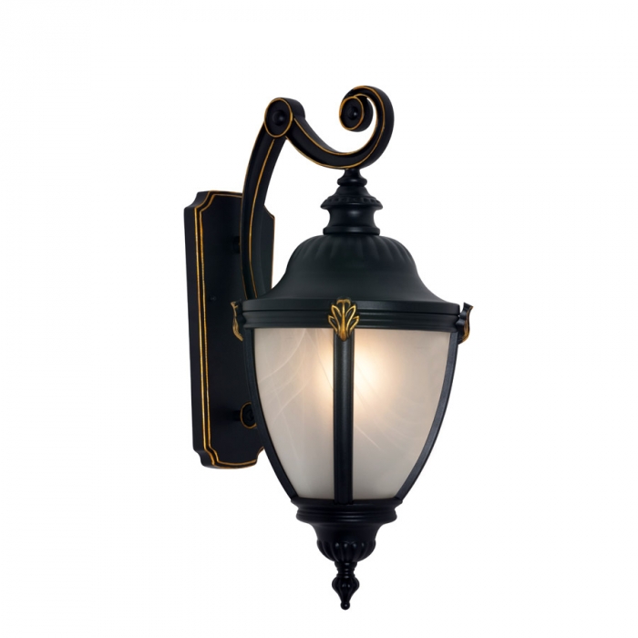 Arandela Biancoluce Clássica Liège Alumínio e Vidro Preto Dourado 1L E27 400x300x710mm AC583P-G