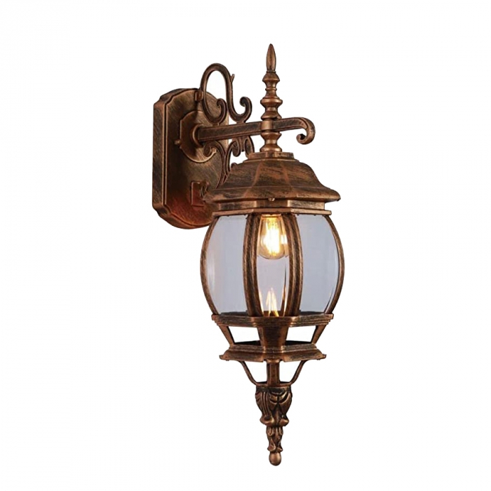 Arandela Biancoluce Clássica Lille Alumínio e Vidro Transp. Ouro Velho 1L E27 215x150x500mm AC201P-P/B