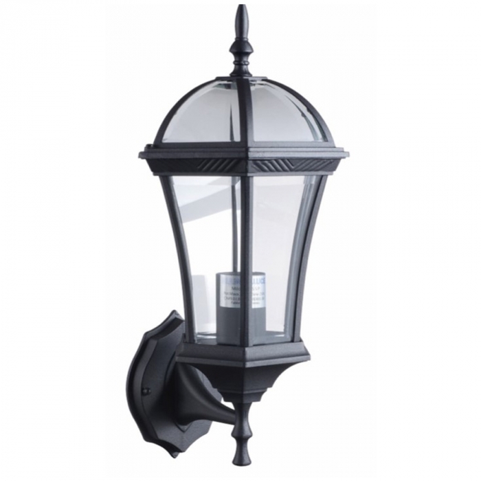 Arandela Biancoluce Modelo Bordeaux Alumínio Injetado e Vidro Transp. Preto Fosco 1L E27 225x205x410mm AC265P