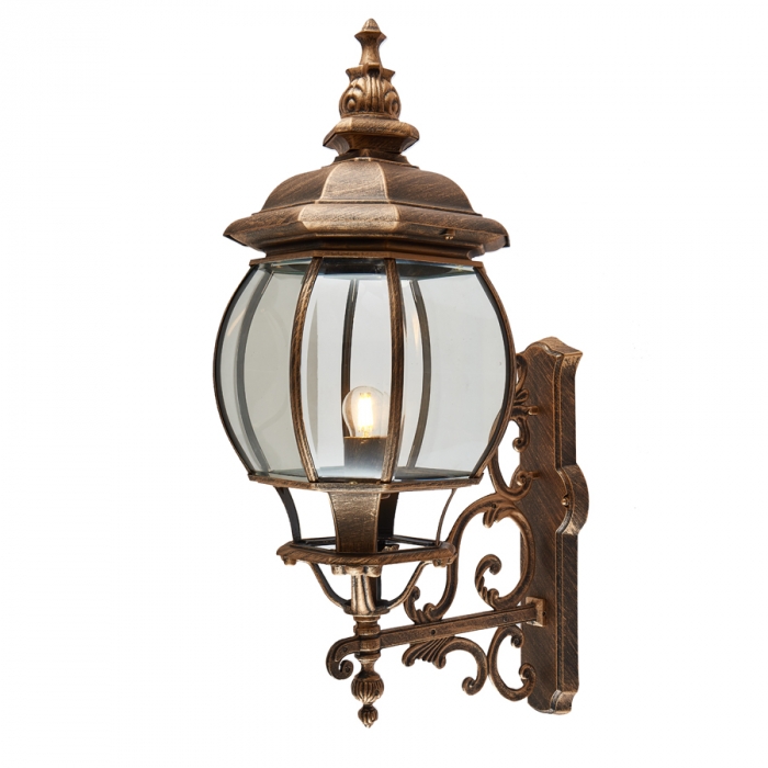 Arandela Biancoluce Clássica Lille Alumínio e Vidro Transp. Ouro Velho 1L E27 395x290x680mm AC201P-G 