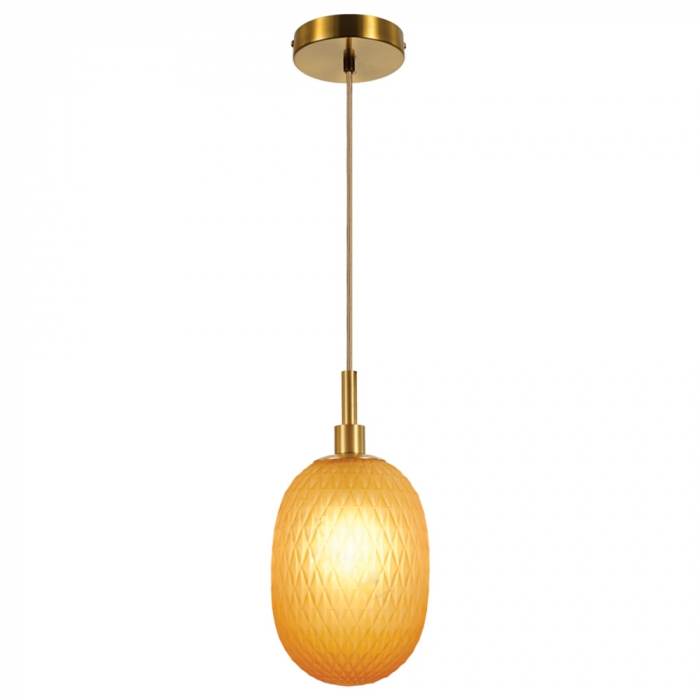 Pendente Sindora 1L E14 Metal Bronze e Vidro Âmbar 150x300mm DCD04092