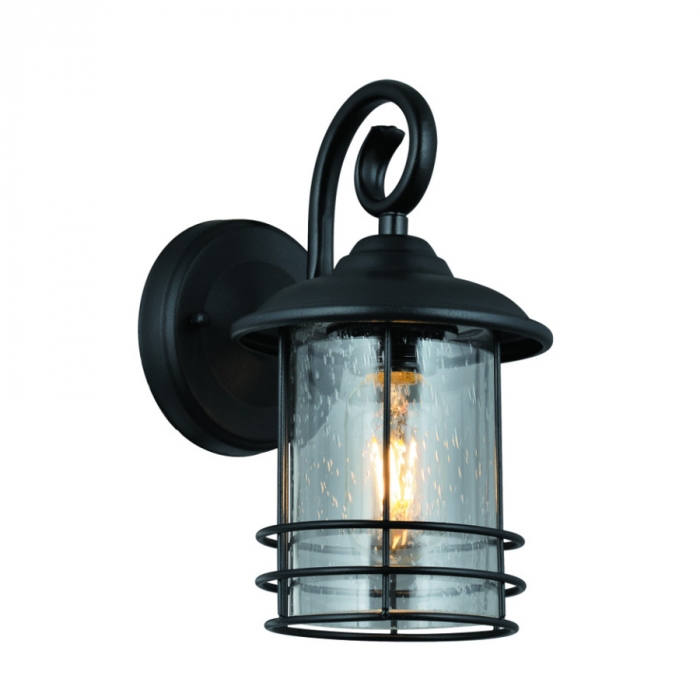 Arandela Biancoluce Moderna Dublin Aço e Vidro Orvalhado Preto Fosco 1L E27 255x140x190mm AM001P