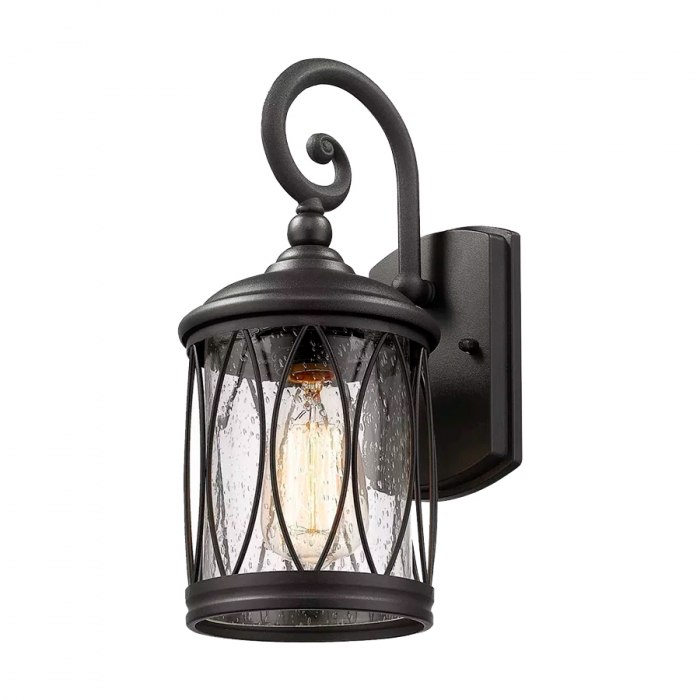 Arandela Biancoluce  Moderna Dakar Aço e Vidro Orvalhado Preto Fosco 1L E27 325x140x180mm AM014P