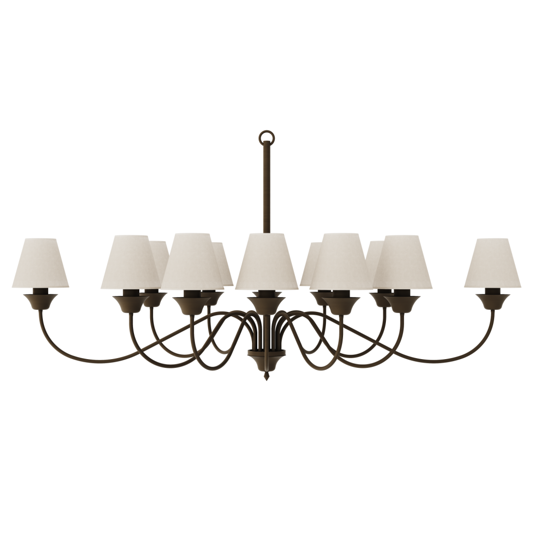 Lustre Foco Metallo Horizontal Cúpulas Tecido 12L E27 1400x780x690mm LU 405/12