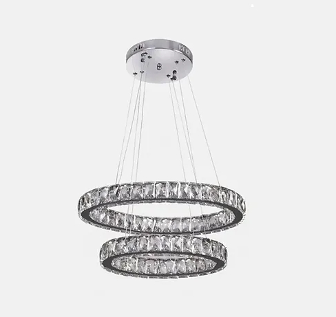 Pendente Sindora Metal Cromado e Cristal 66 watts Multitemperatura Anéis 300x500mm DCD00102
