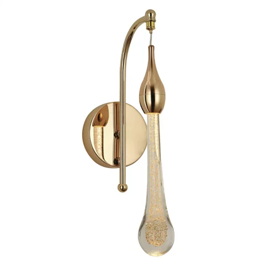 Arandela Sindora Metal Dourado E Cristal 3 watts 3000K Ø50x230mm QB05118