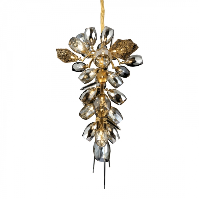 Pendente Sindora Inox Bronze Vidro Transparente e Fumê 30L G9 800x1300mm DCD01011
