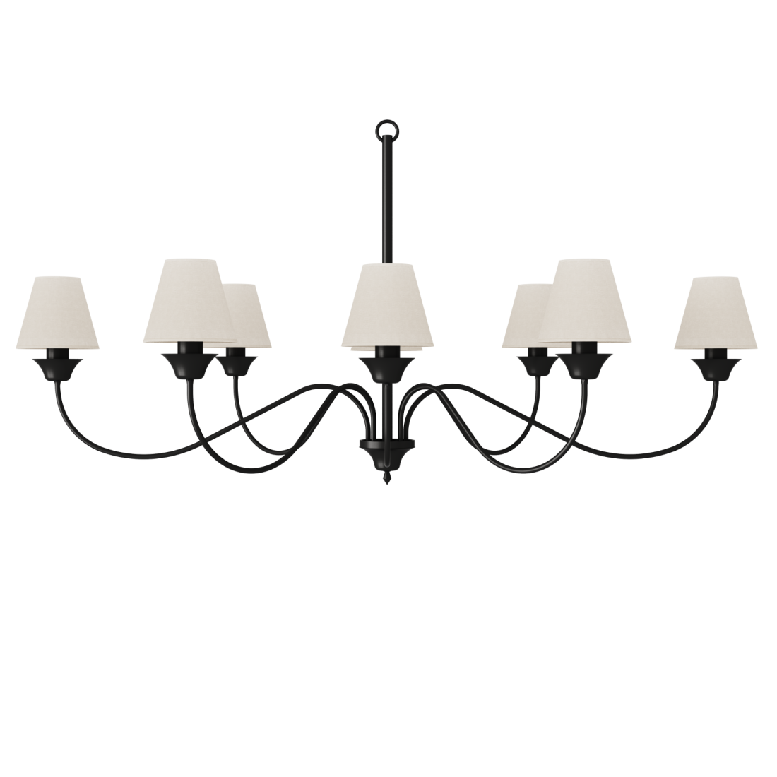 Lustre Foco Metallo Horizontal Cúpulas Tecido 8L E27 1361x765x670mm LU 405/8