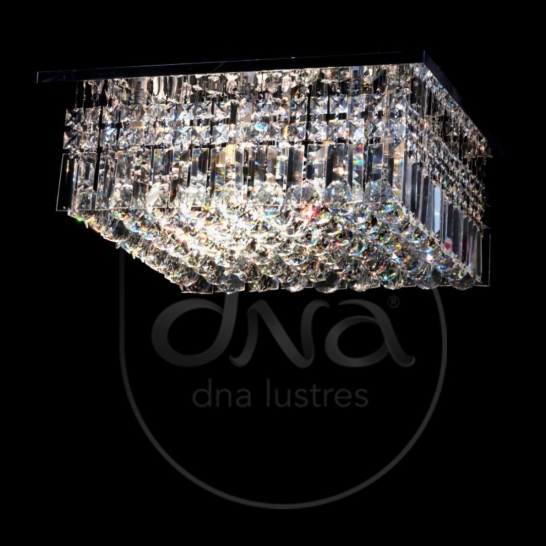 Plafon Dna Lustres Vitoriana Cristais Placas e Bolas 9L G9 600x600x150mm QUPB - 60