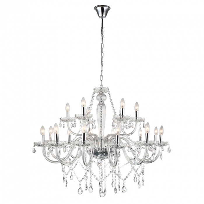 Pendente Biancoluce Maria Tereza 18 Braços Cristal K9 Transparente 18L E14 Ø1000mm MT11-18T 