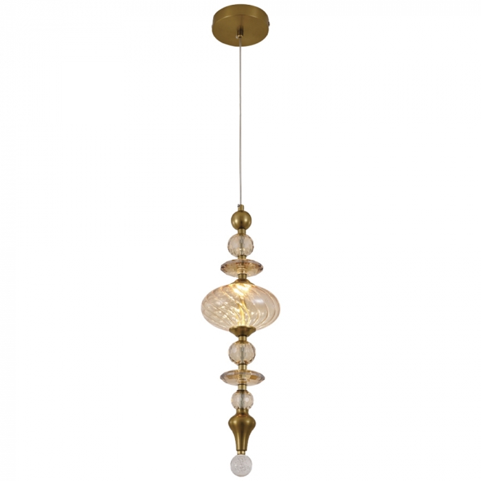Pendente Sindora 6 watts 3000K Metal Bronze e Vidro Conhaque 150x510mm DCD04015
