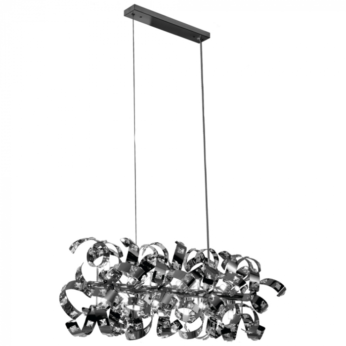 Pendente Sindora Inox Cromado e Cristal Transparente 24L G9 1300x400mm DCD06208