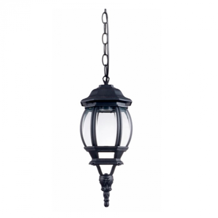 Pendente Biancoluce Clássica Lille Alumínio e Vidro Transp. Preto Fosco 1L E27 Ø150x400mm AC201T-P
