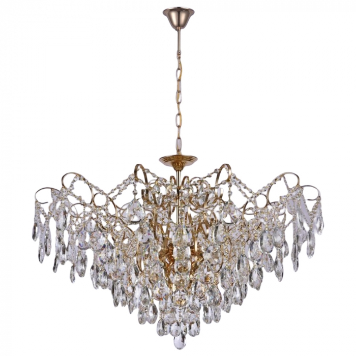Pendente Sindora Metal Dourado Cristal 12L 800x800mm DCD00477