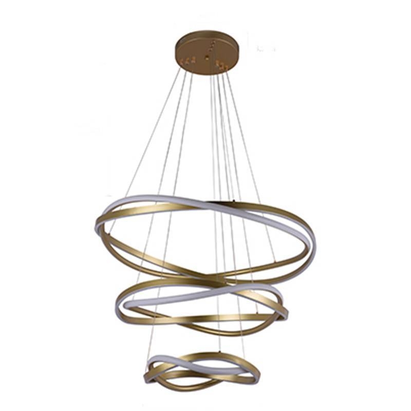Pendente Nordecor Euni Odi 173 watts 3000K Dourado Fosco Ø400/600/800mm 2880