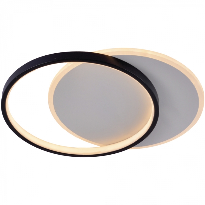 Plafon Sindora 36 watts 3000K Metal Preto Acrílico e Silicone Ø400mm QX05617
