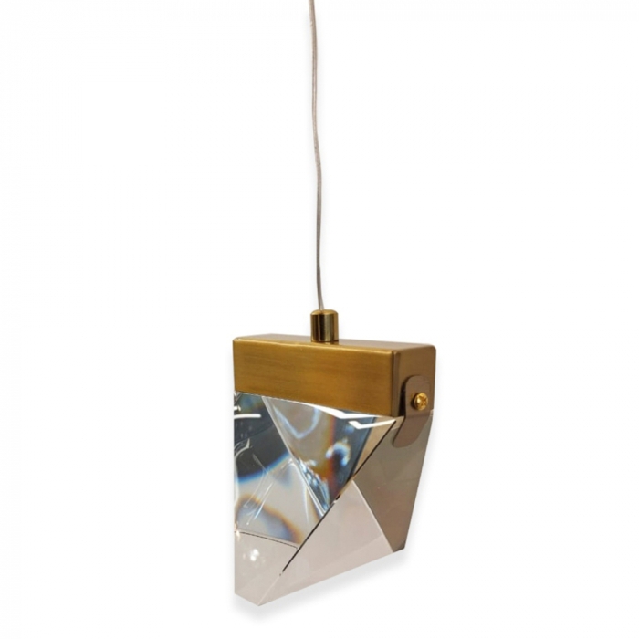 Pendente Sindora Metal Dourado e Cristal 5 watts 3000K 100x110x1500mm DCD02024