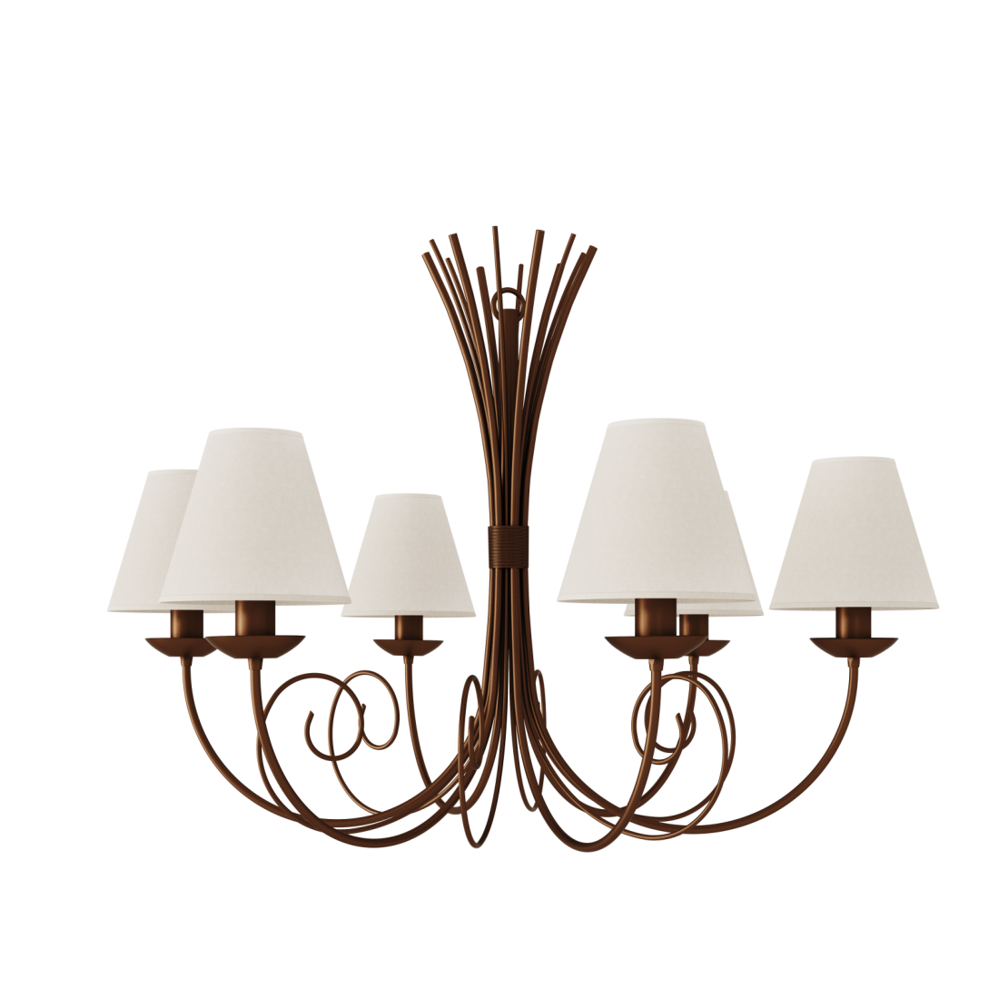 Lustre Foco Metallo Neo Cúpulas Tecido 6L E27 Ø940x660mm LU 406/6