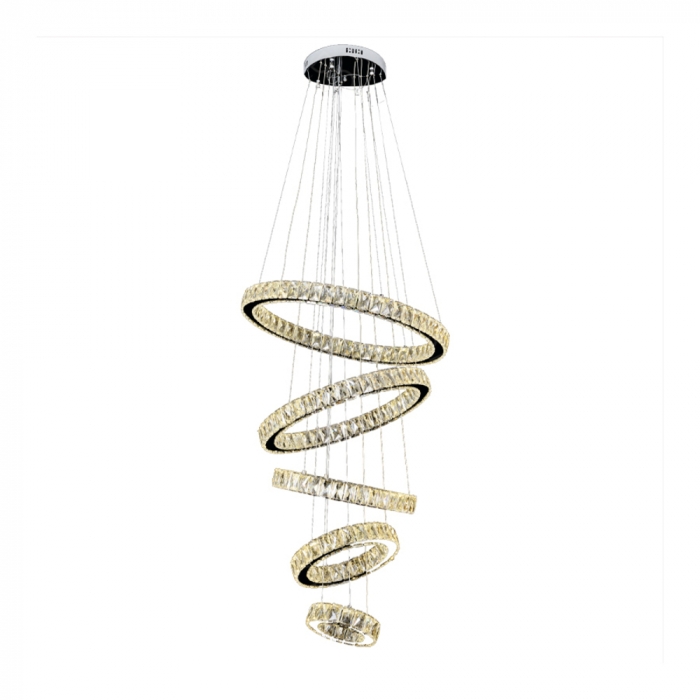 Pendente Sindora Metal Cromado e Cristal 75 watts 3000K 200x300x400x500x600mm DCD02813