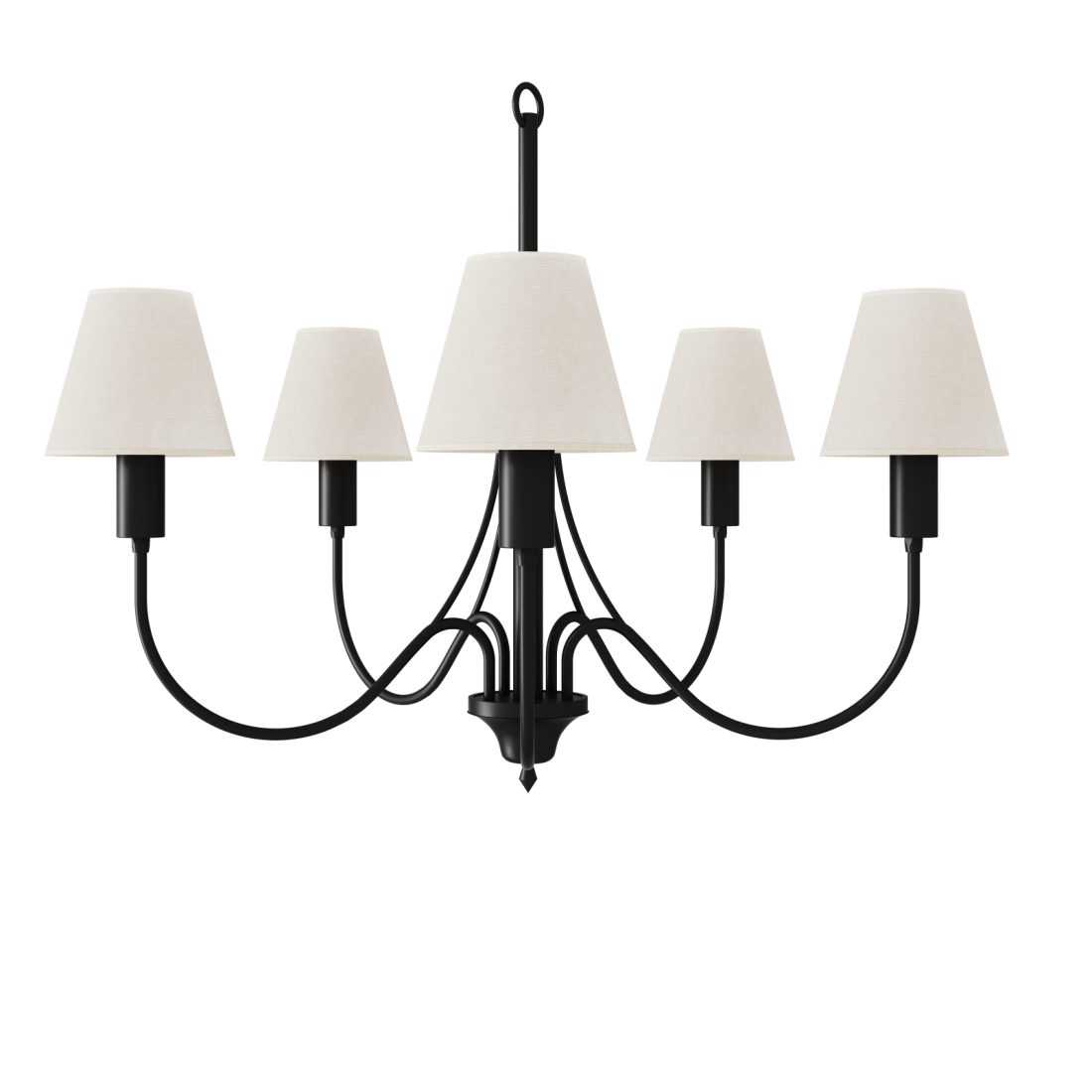 Lustre Foco Metallo Torre Cúpulas Tecido 5L E27 Ø800x600mm LU 408