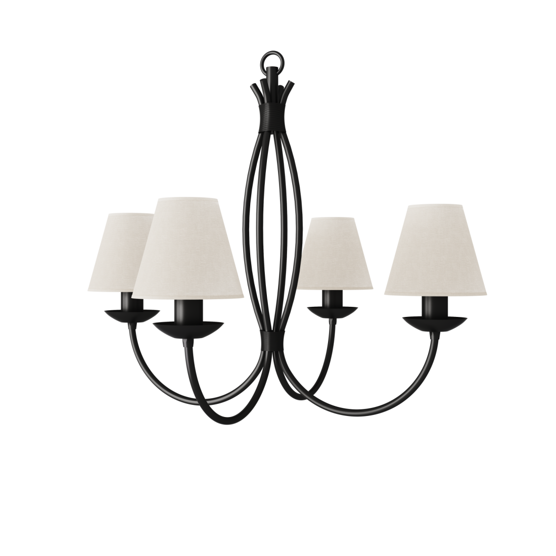 Lustre Foco Metallo Puntas Cúpulas Tecido 4L E27 Ø650x540mm LU 400/4
