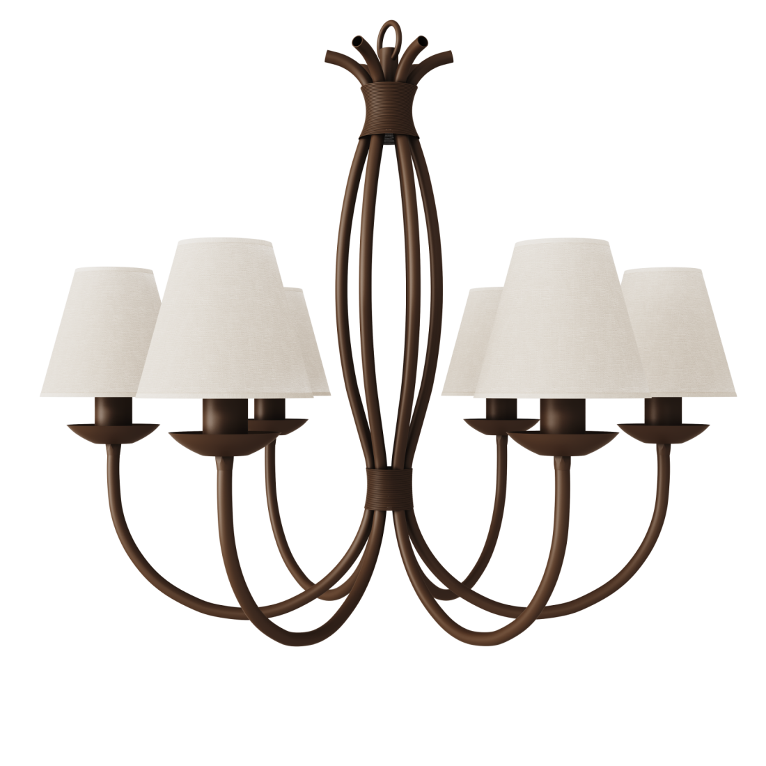 Lustre Foco Metallo Puntas Cúpulas Tecido 6L E27 Ø740x620mm LU 400/6