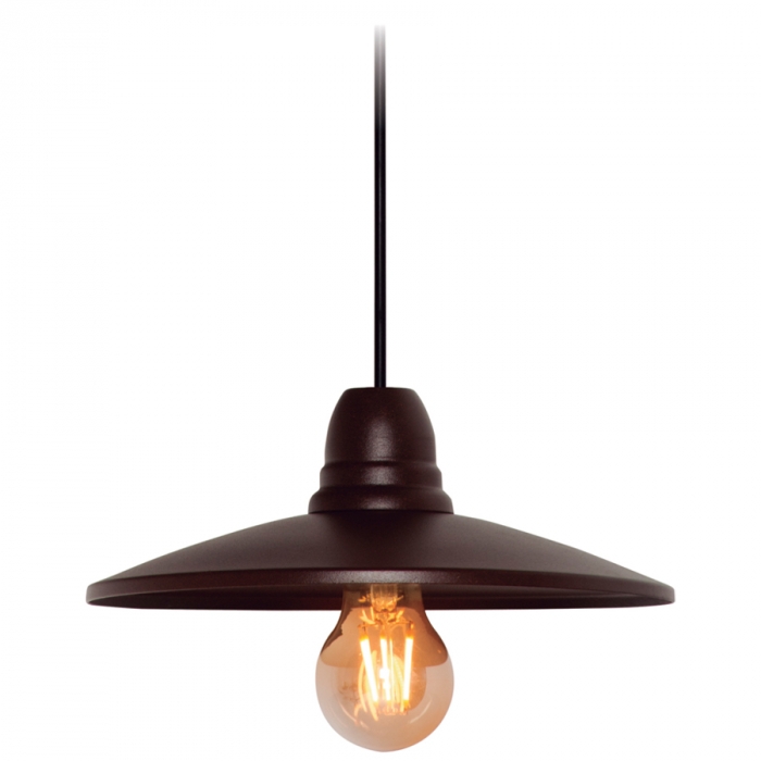 Pendente Biancoluce  Chapéu Aberto (Sem Grade) Factory Alumínio Marrom Corten 1L E27 Ø250mm AE37