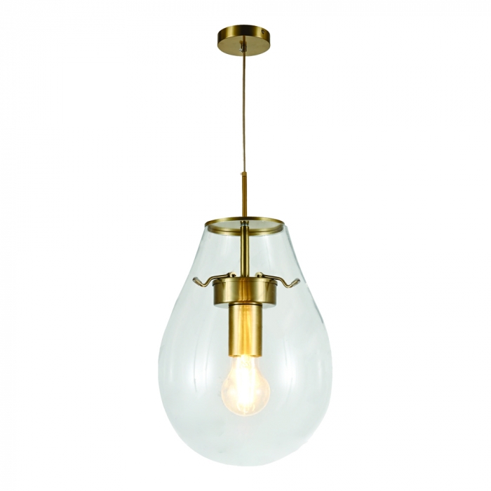 Pendente Sindora 1L E27 Bivolt Metal Bronze e Vidro Transparente Ø200x300mm DCD04129