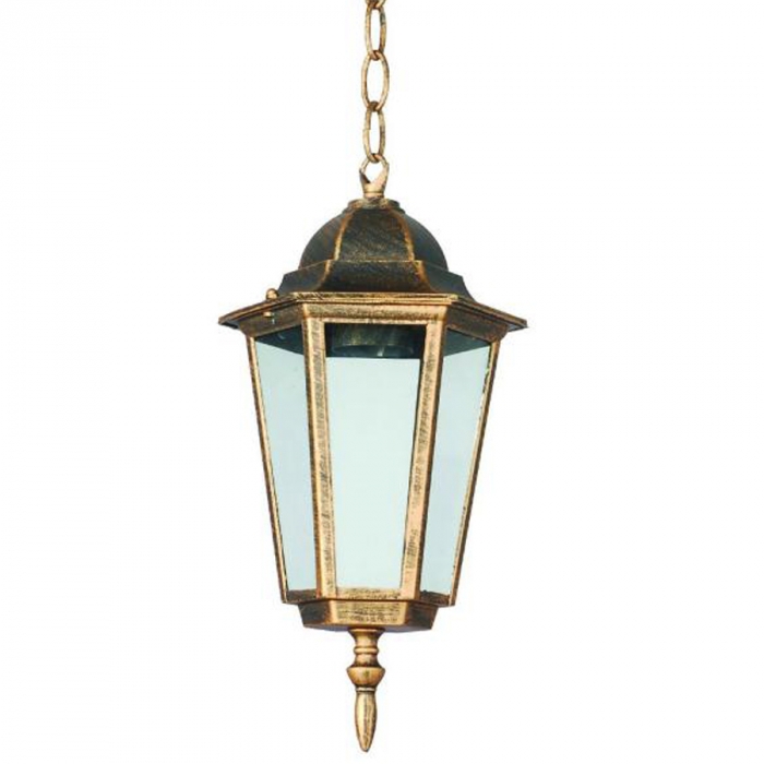 Pendente Biancoluce Clássico de Teto Nice Alumínio Vidro Transparente Ouro Velho 1L E27 Ø150x330mm AC204T