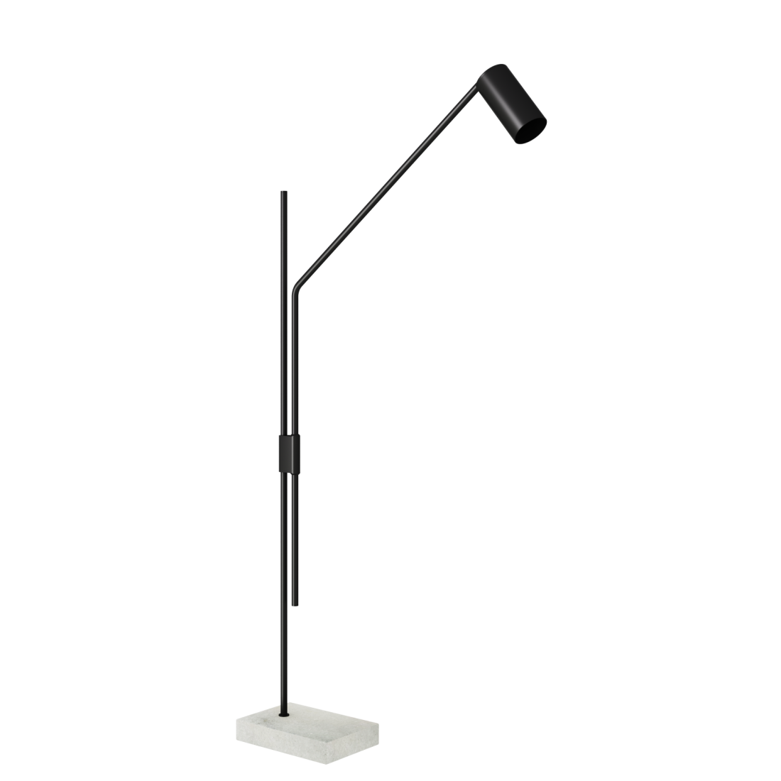 Coluna Foco Metallo Cilindro Base Mármore Articulada 1L GU10 Ø64x636x1270mm CO 317