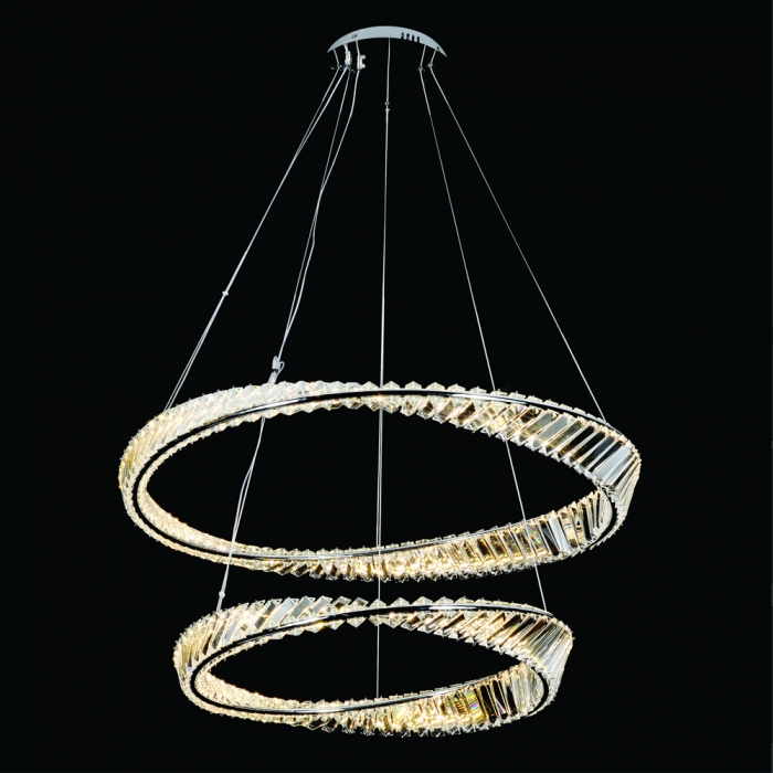 Pendente Sindora 80 watts 3000K Metal Cromado e Cristal Ø600xØ800mm DCD00790