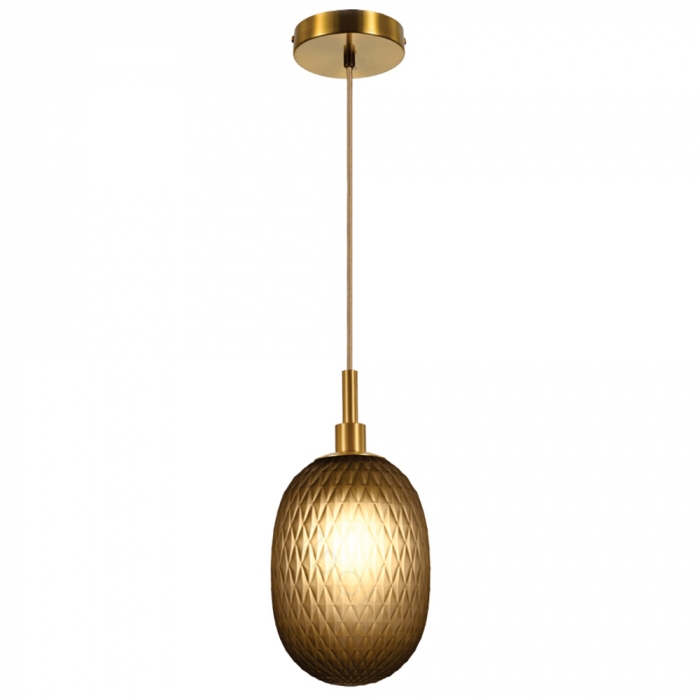 Pendente Sindora 1L E14 Metal Bronze e Vidro Fumê 120x250mm DCD04091