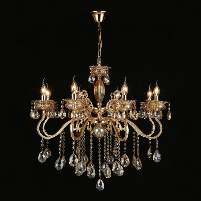 Pendente Sindora Metal Dourado e Cristal 8L E14 750x800mm DCD00479-8