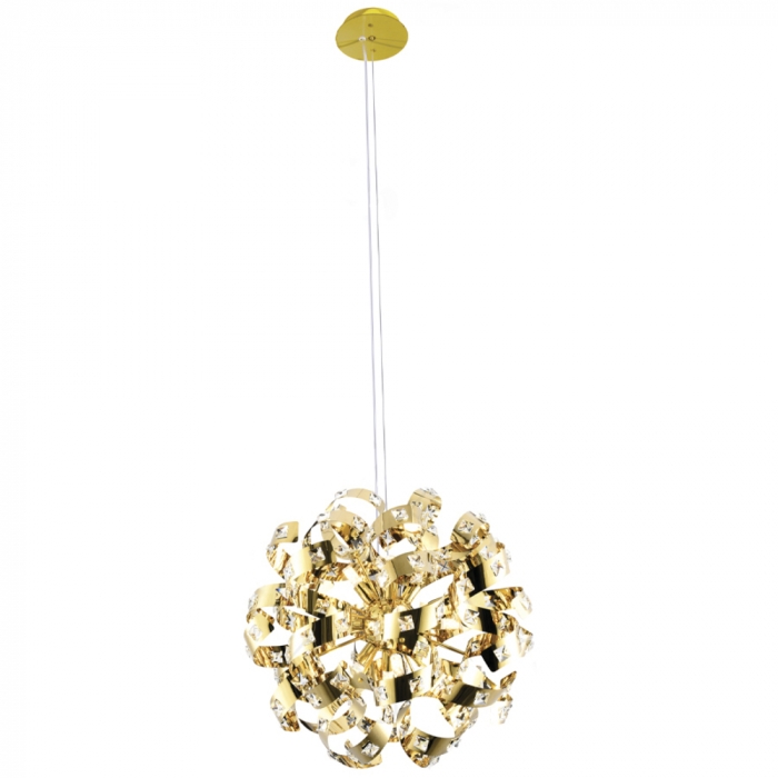 Pendente Sindora Inox Cromado e Cristal Transparente 12L G9 Ø550mm DCD06201
