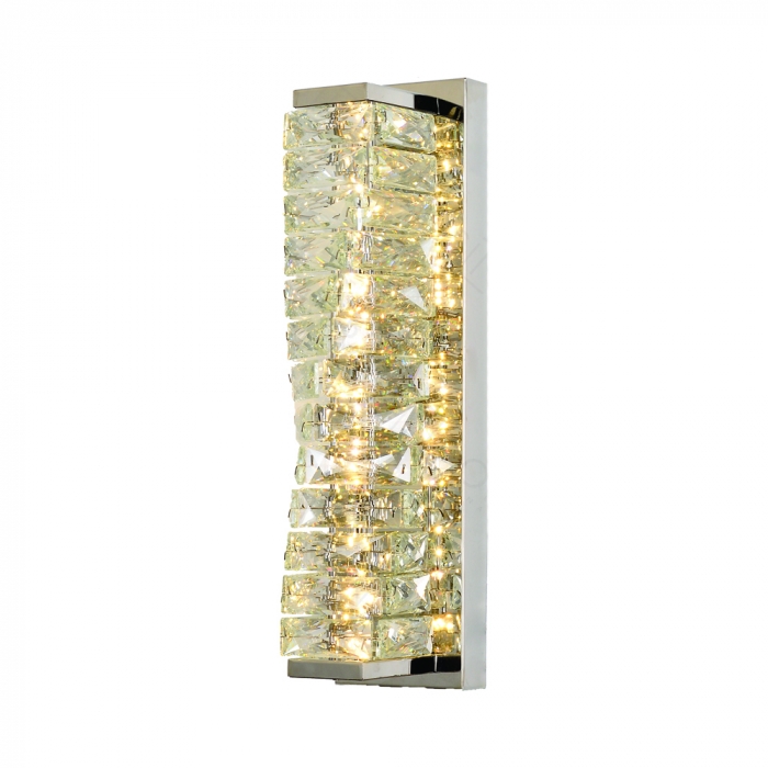 Arandela Sindora 20 watts 3000K Inox Dourado e Cristal Transparente 150x450mm DCB02892