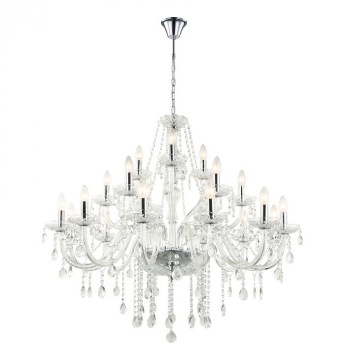 Pendente Biancoluce Maria Tereza 21 Braços Cristal K9 Transparente 21L E14 Ø1000mm MT11-21T