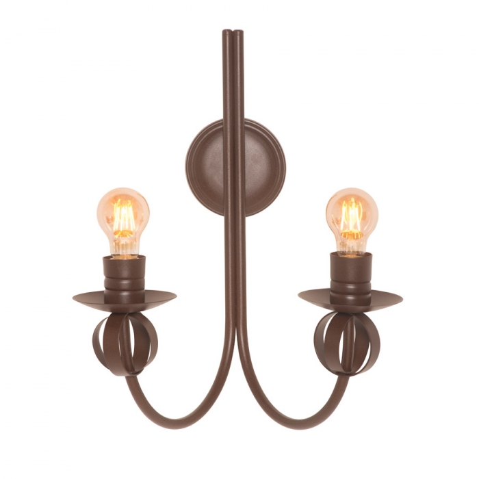 Arandela Biancoluce Dupla Estância Alumínio Marrom Corten 2L E27 470x380x310mm AE27 
