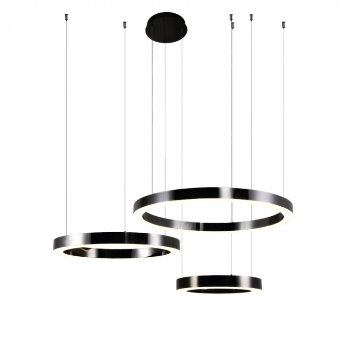 Pendente Sindora 108 watts 3500K Inox Preto e Acrílico Ø400/Ø600/Ø800mm DCD01288