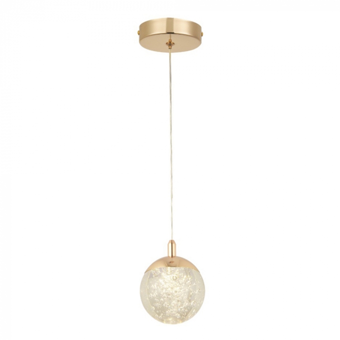 Pendente Sindora Metal Dourado e Cristal 5 watts 3000K Ø100mm DCD02151