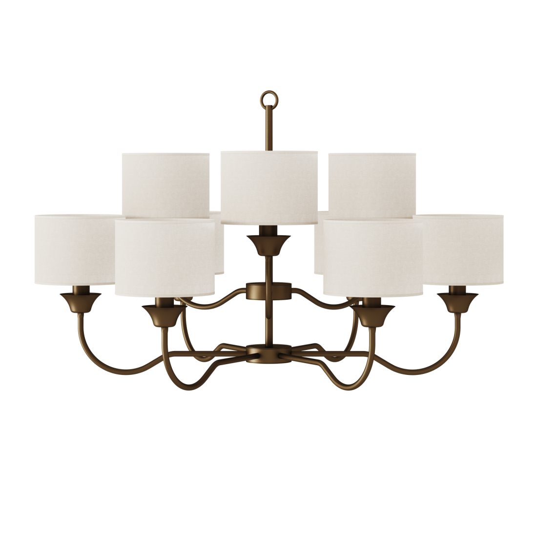 Lustre Foco Metallo Alba Cúpulas Tecido 9L E27 Ø1050x620mm LU 432/9