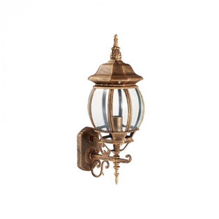 Arandela Biancoluce Clássica Lille Alumínio e Vidro Transp. Ouro Velho 1L E27 215x150x500mm AC201P-P
