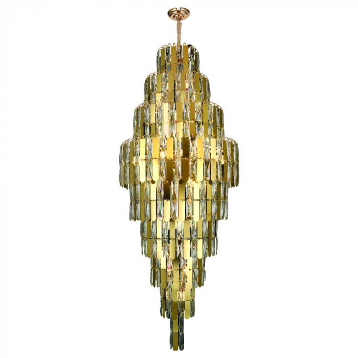 Arandela Sindora 30L E14 Inox Dourado e Cristal Transparente Ø600x1800mm DCD00497

