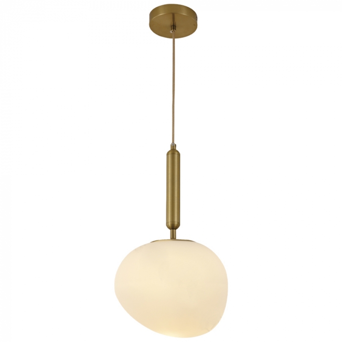 Pendente Sindora 1L E14 Metal Bronze e Vidro Branco 230x180mm DCD04030