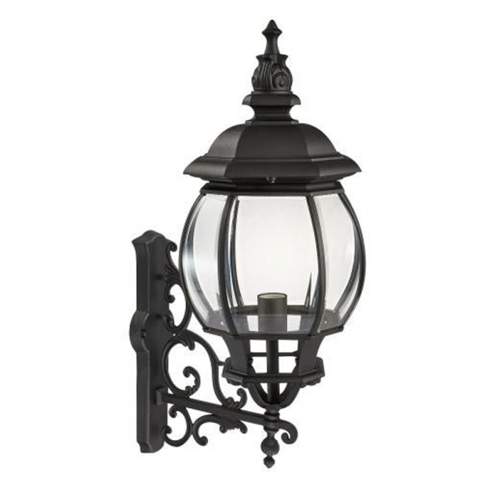 Arandela Biancoluce Clássica Lille Alumínio e Vidro Transp. Preto Fosco 1L E27 395x290x680mm AC201P-G