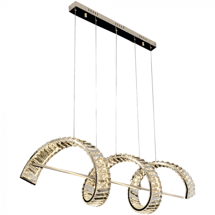 Pendente Sindora 56 watts 3000K Metal Dourado e Cristal 1000x300mm DCD02809
