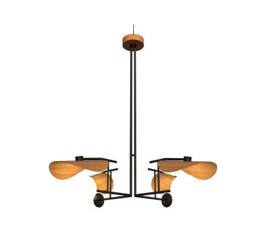 Pendente Fox Lustres Madeira Madame 4L E27 1100x1090x1090mm 1304