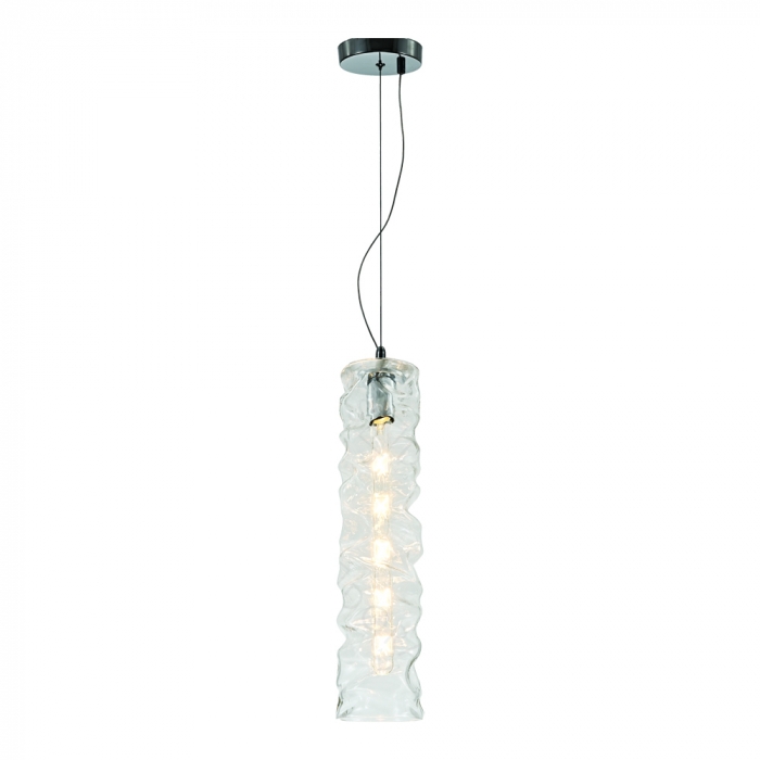 Pendente Sindora 1L E27 Metal Cromado e Vidro Transparente 120x500mm DCD04114
