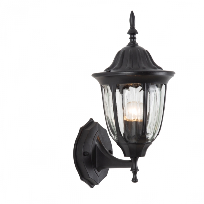 Arandela Biancoluce Clássica de Parede Cassis Alumínio Injetado e Vidro Canelado Preto 1L E27 190x150x340mm AC202P